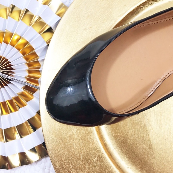 J. Crew Janey Flats Black Patent Leather Gold Heel - Picture 2 of 7